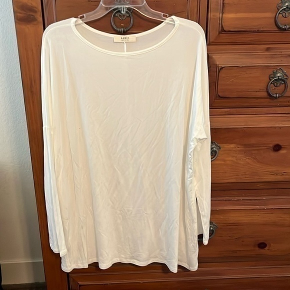 A.gain SOLID LONG SLEEVE KNIT TOP Oversized Medium NWOT